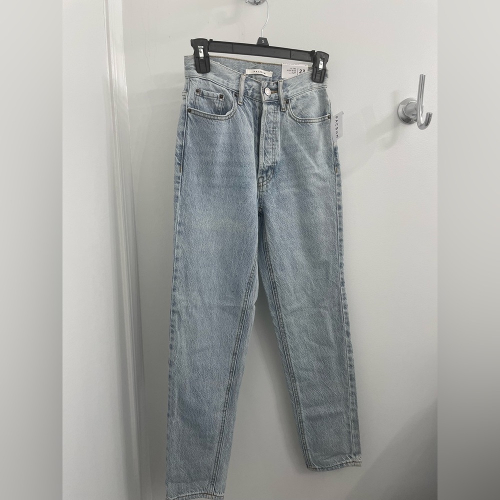 Small blue high rise slim jeans